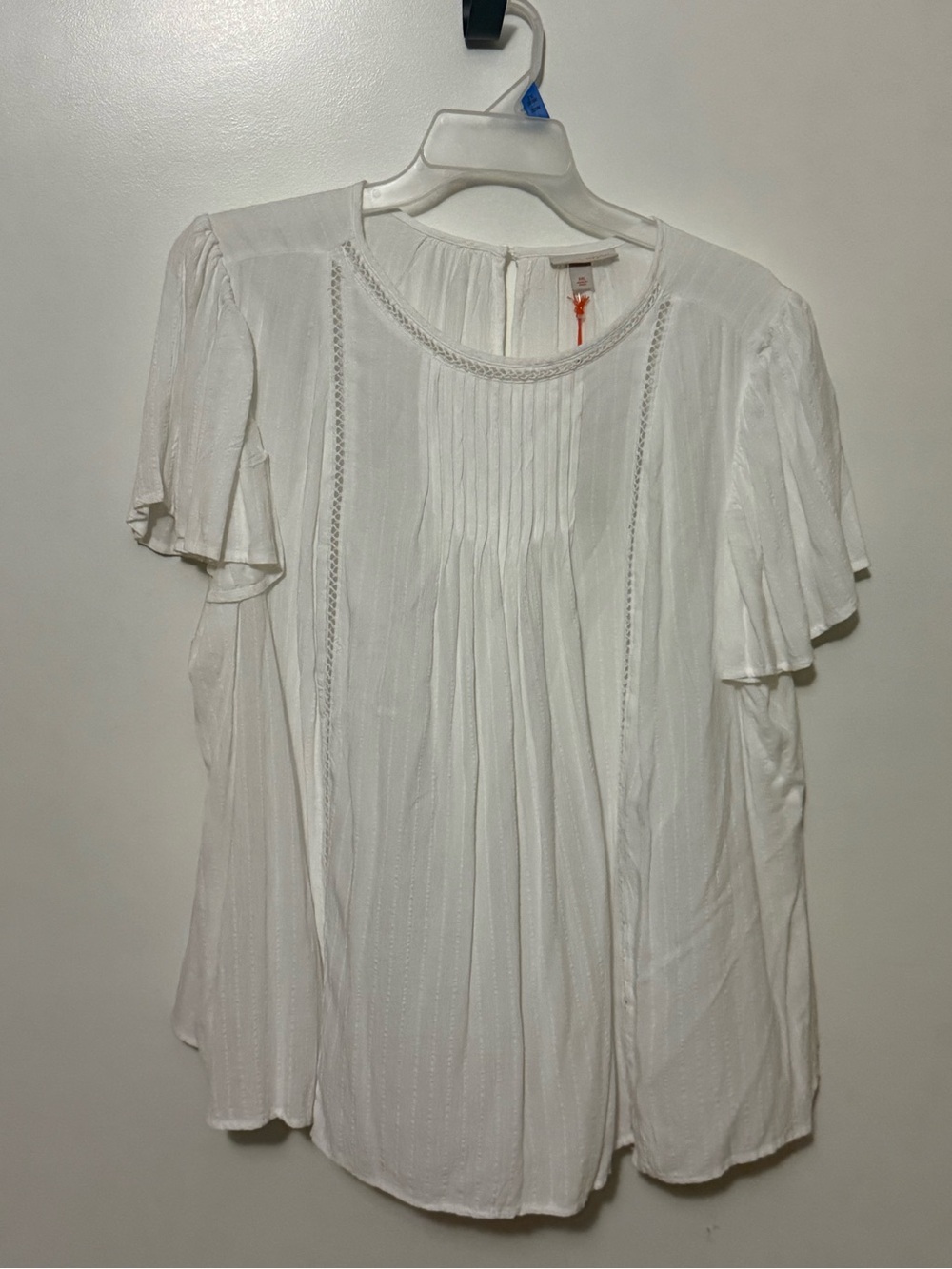Knox Rose White Pintuck Lace-Trim Blouse